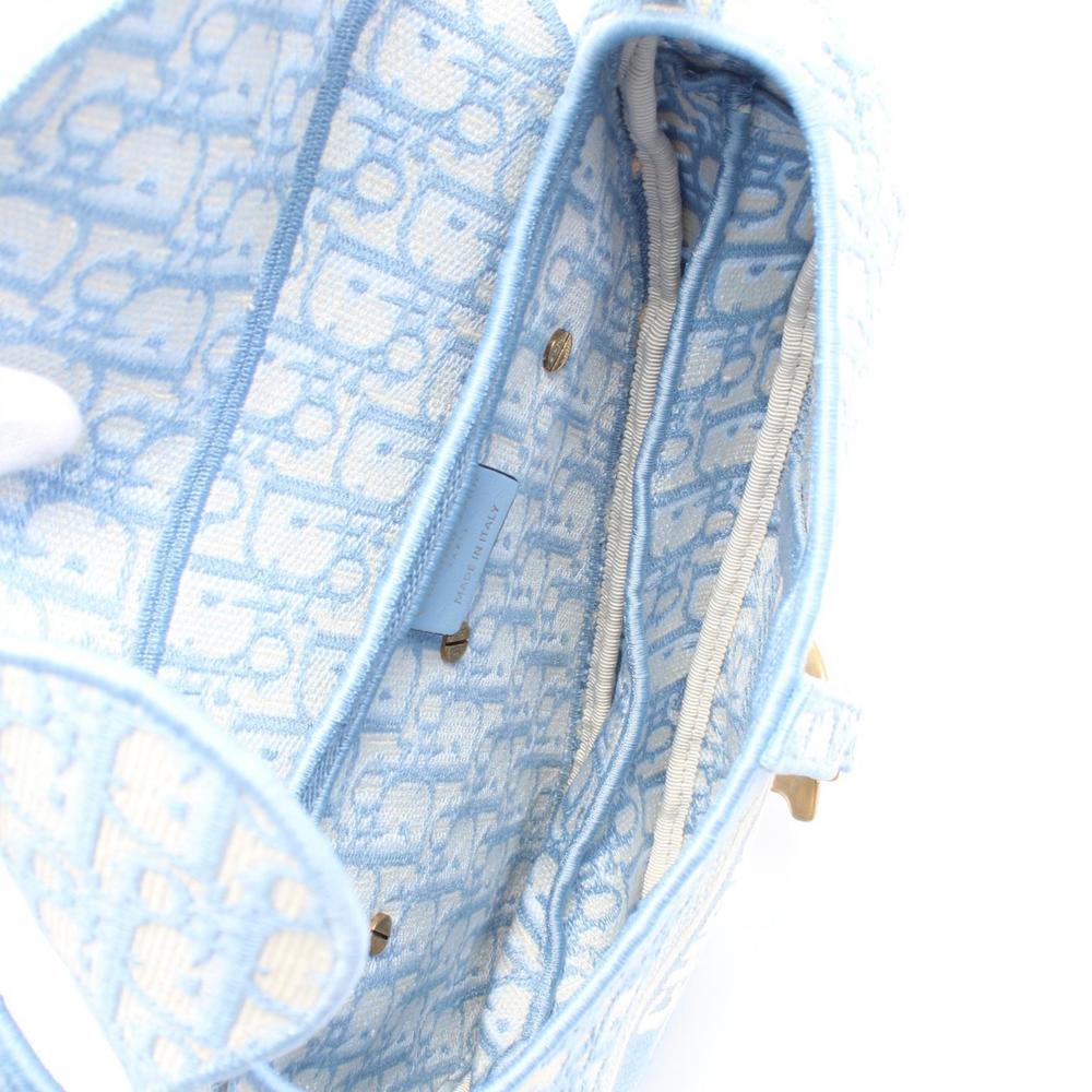 Dior Saddle Oblique White Canvas Handbag Blue - Picture 3 of 6